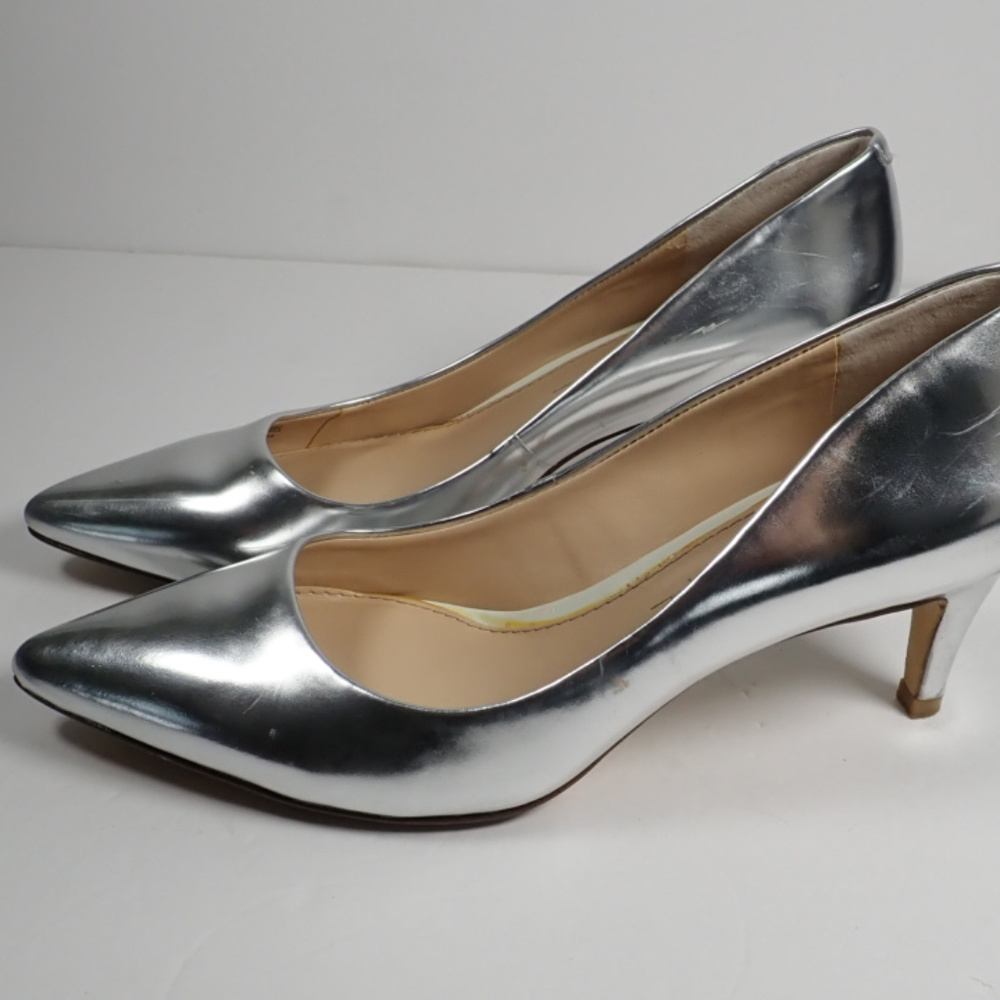 Banana Republic Patent Leather Silver Heels, 7.5